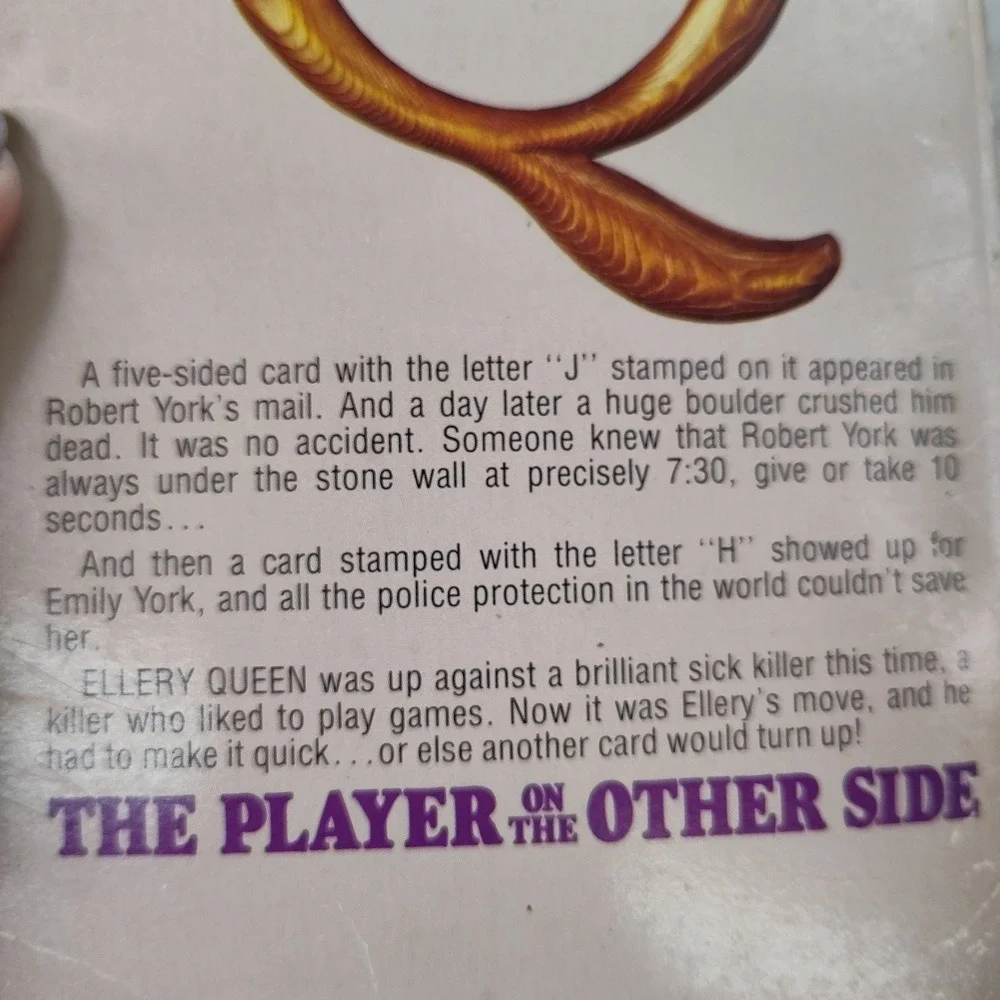 THE PLAYER ON THE OTHER SIDE Ellery Queen 1975 First Print Ballantine Paperback
